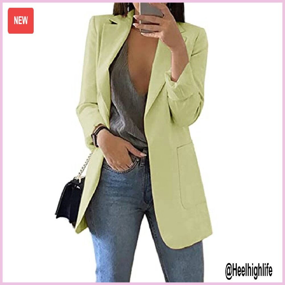 Lightweight Polyester Blazer Lapel Collar Open Fr… - image 2